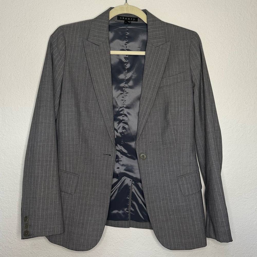 THEORY pinstriped wool blazer grey size 4